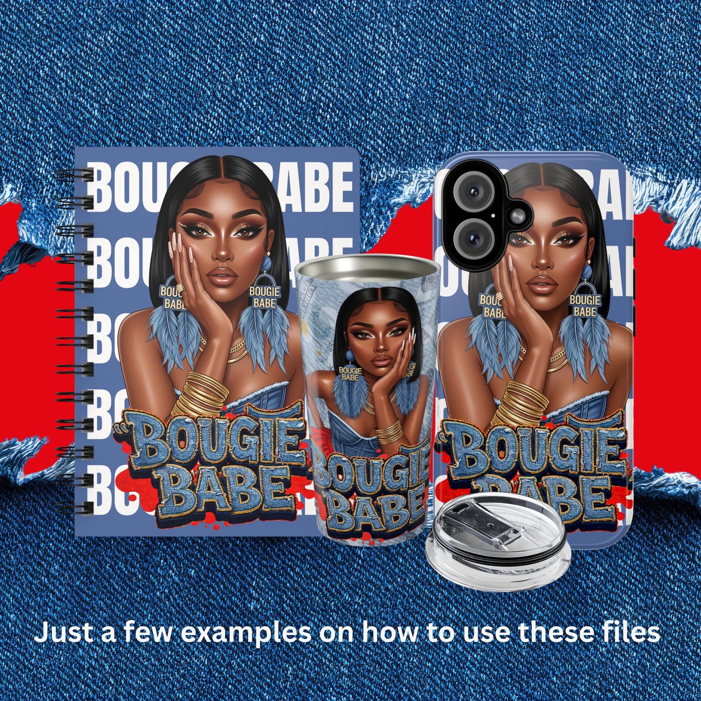 Glam Doll Illustration | Black Girl Luxury Graphic | Fashion Baddie PNG (Digital Download)
