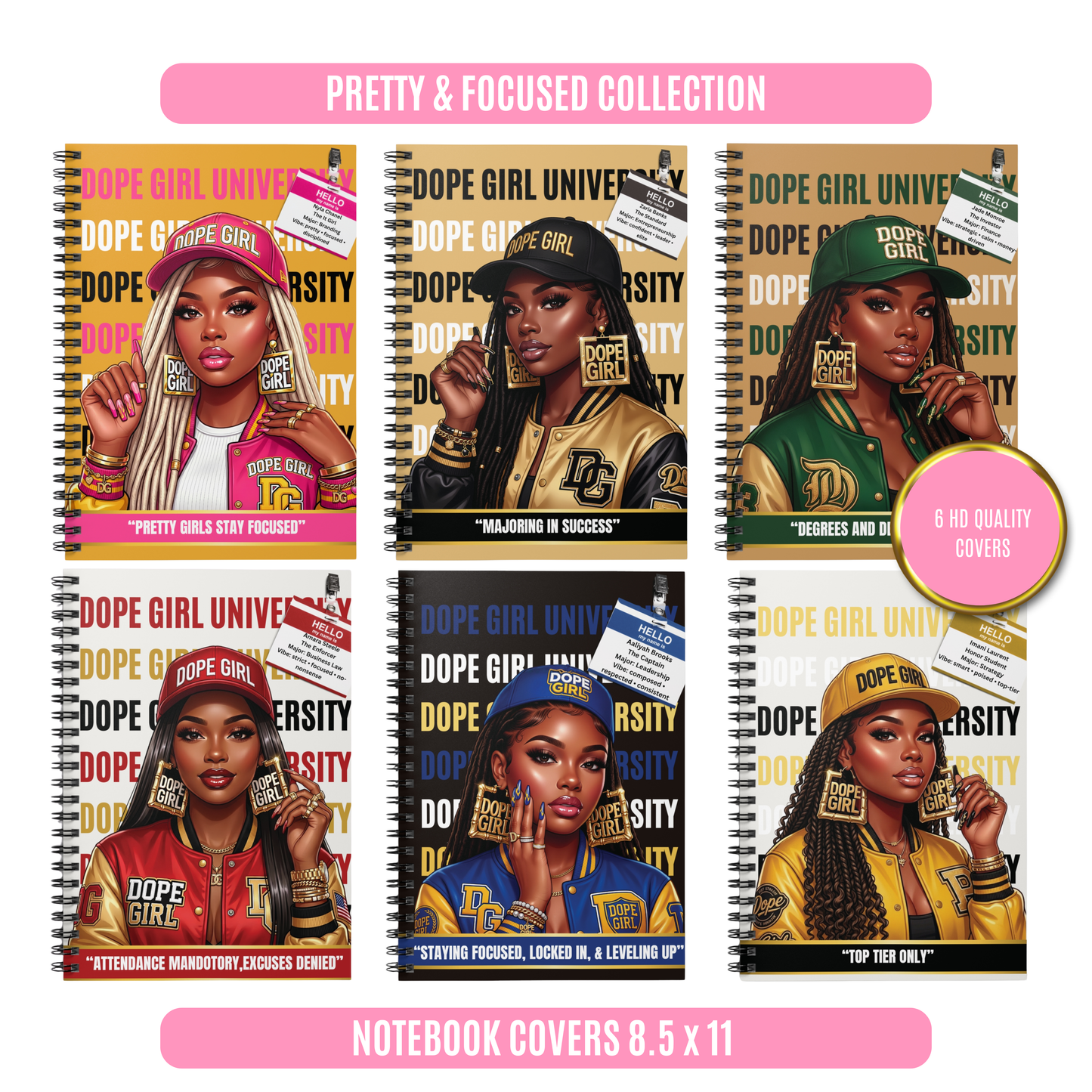 PRETTYANDFOCUSED Notebook covers