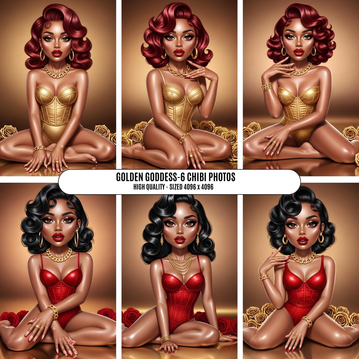 GoldenGoddess, Black Girl Art, Golden Goddess PNG