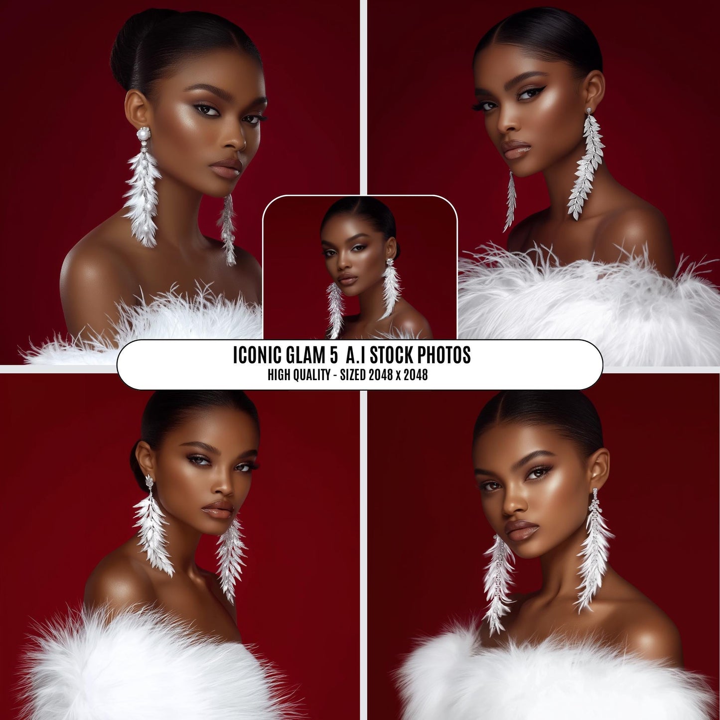 Iconic Glam: AI-Crafted Stock Photo of Black Woman (Digital Download)