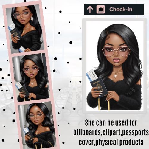 Pretty Girls Travel Too Clipart: Luxury African American Woman Illustrations (Digital Download)